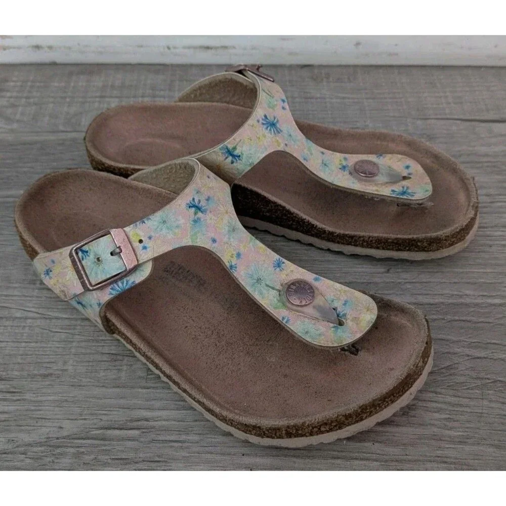 Birkenstock Girls Gizeh Kids Sz 2 Pink Little Kid Sandals Shoes Size 33 Floral